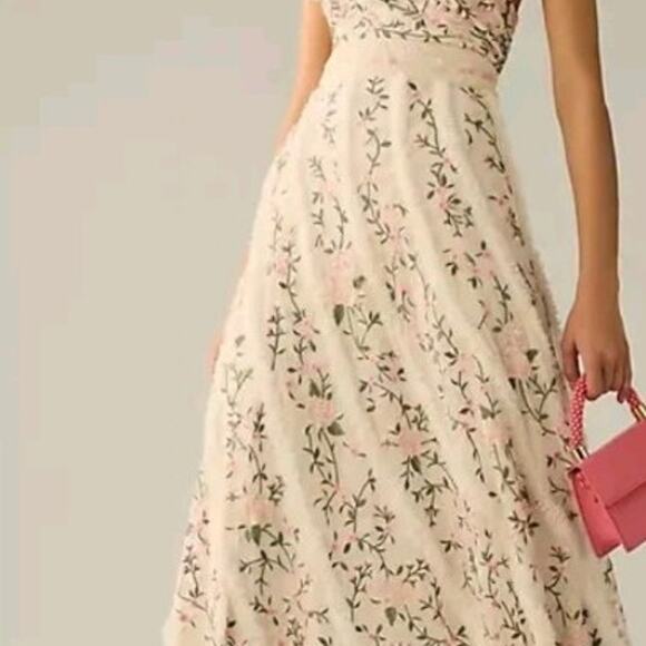 Anthropologie Mac Duggal One-Shoulder Embroidered Maxi...